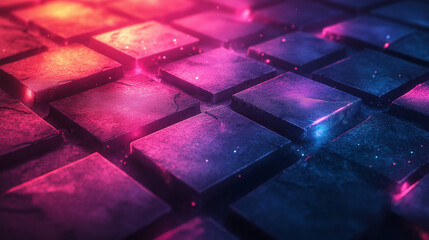 Modern Dark angled block metallic with luminous lines and highlights background, Generative AI