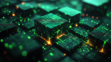 Modern Dark angled block metallic with luminous lines and highlights background, Generative AI