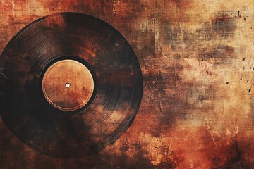 Obraz premium Vintage vinyl record on a textured, sepia-toned background, evoking a sense of nostalgia, retro music, and classic sound