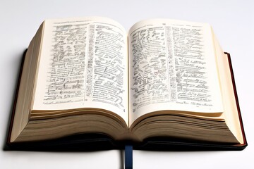 Obraz premium book pages a stack of open book pages with visible text and illu