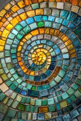 Fototapeta premium Vibrant mosaic spiral design showcasing intricate patterns and colorful art Fibonacci Day