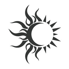 Celestial Sun Moon Silhouette Vector Design.