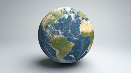 Realistic earth globe on gray background highlighting continents and oceans GIS Day