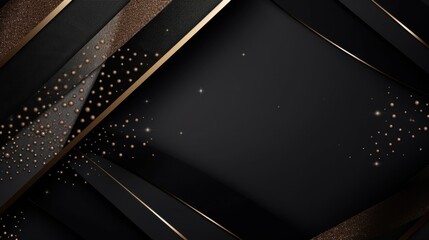 Luxurious black and gold geometric abstract background with glittering elements for elegant designs