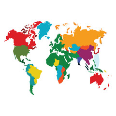 world map with countries isolated on white background