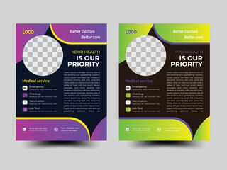 Medical healthcare flyer template and brochure cover page design. Corporate healthcare and medical cover a4 flyer template. Modern flyer design template for medical.