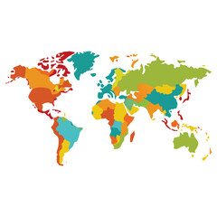 world map with countries isolated on white background