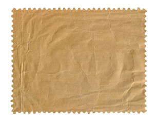 Fototapeta premium crumpled old paper paper blank postage stamp with empty design space on transparent background 