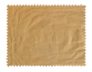 crumpled old paper paper blank postage stamp with empty design space on transparent background	