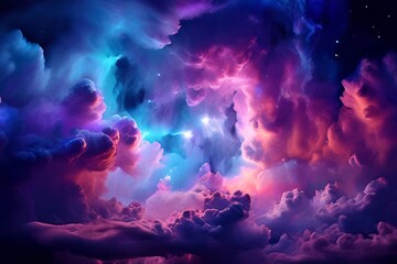 Naklejka premium colorful nebula purple and blue cosmic cloud formation