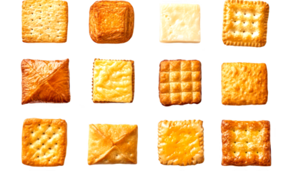 Assorted baked snacks isolate on transparent background perfect for delicious recipes, cutout, png
