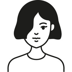 Simple Line Drawing of a Woman With Short Hair, Portrayed in a Minimalist Style Against a Plain Background