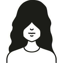 A Stylized Illustration of a Woman With Long, Wavy Hair Wearing a Simple Shirt, Emphasizing Minimalistic Design and Facial Features