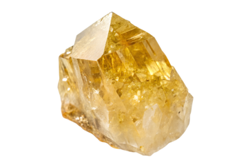 High-Quality Golden Citrine Crystal Specimen - Natural Gemstone Mineral isolated on transparent background