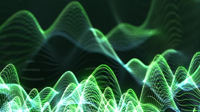 Abstract digital dynamic wave animation with light effect. Miracle of the waves, creasing color