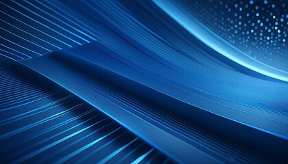 Abstract Blue Curved Lines with Glowing Lights