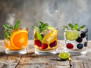 Fototapeta premium Refreshing Summer Cocktails in Elegant Glasses