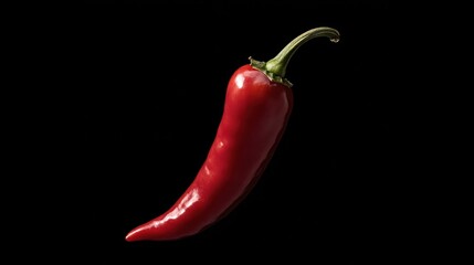 Red Chili Pepper on Black Background