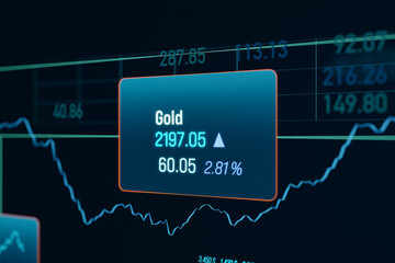 Rising gold price. Commodity trading, future contract, business, investment. Stock market and exchange concept, illustration.
