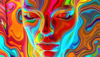 Create stunning abstract portraits using bold colors and fluid shapes
