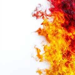 Fototapeta premium A vibrant display of flames in red, orange, and yellow, creating an eye-catching gradient against a white background.