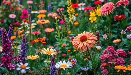 Explore vibrant floral gardens brimming with colorful blooms