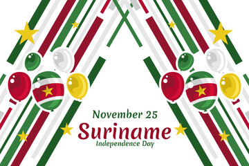 November 25, Independence Day of Suriname vector illustration. Suitable for greeting card, poster and banner.