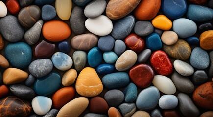 close up of colored beach stones, abstract stone background