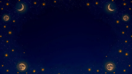 Fototapeta premium Abstract night sky with stars and clouds. Space for your text.