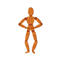 handmade wood man model cartoon. figure creation, artisan en, detail unique handmade wood man model sign. isolated symbol vector illustration