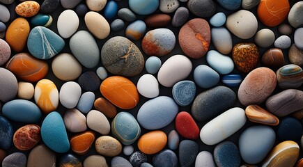 close up of colored beach stones, abstract stone background