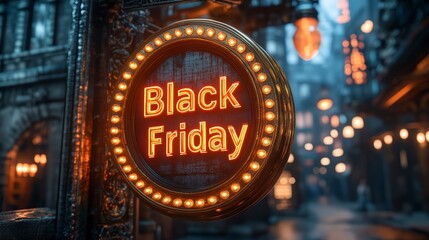 red neon marquee black friday sign with lights