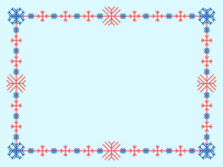 Snowflakes frame for Christmas and New Year greetings. Winter frame with snowflakes in geometric line art style. Design for greeting card, flyers and invitations. Vector illustration