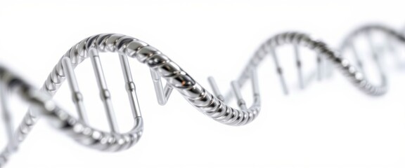 Obraz premium DNA Close-Up Double-stranded on White Background High-Resolution Scan 