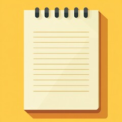 Spiral notepad with lined pages on vibrant yellow background