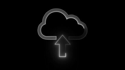 neon cloud icon   with neon light isolated in black background. 4k illustration  image icon