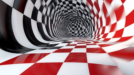 Obraz premium Glossy red 3D 6.6 with a black-and-white checkered background