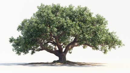 Majestic Oak Tree Isolated on White Background