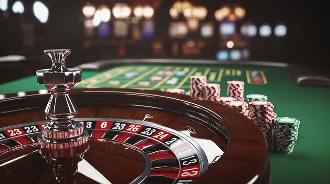 casino roulette wheel game and chips vegas game background advertising 