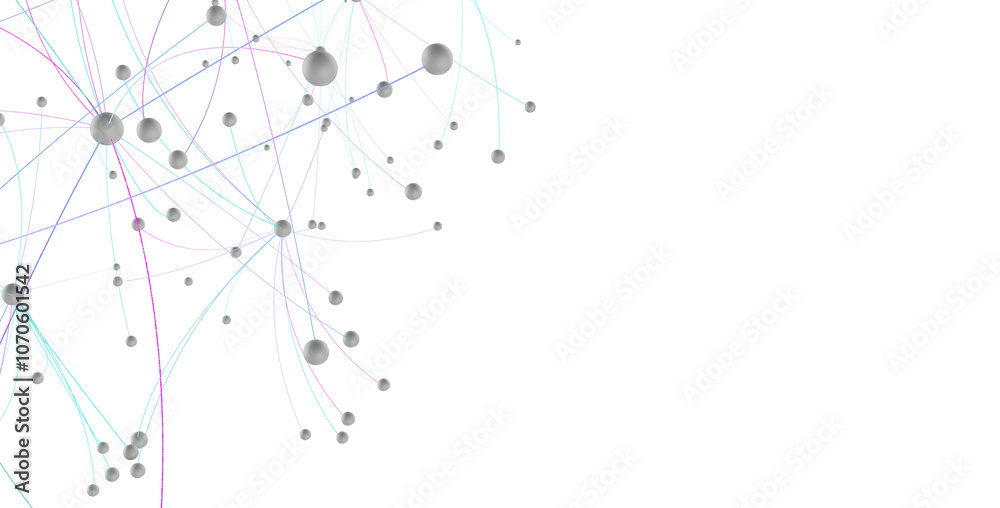 Poster Abstract plexus blue geometry background. Digital technology network connection concept. 3D rendered illustration