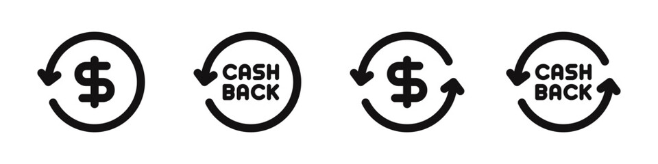 Cashback icons set. Money back symbol for graphic and web design. Vector illustration.