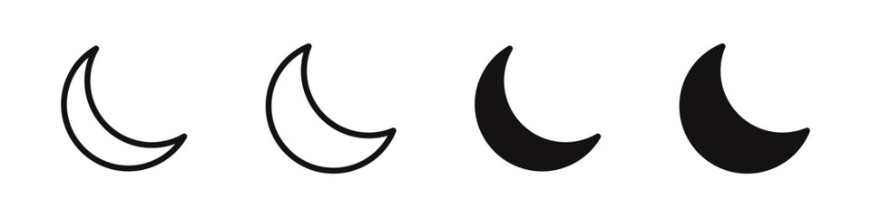 Moon icon set. Crescent and lunar symbol. Vector illustration. © drawing lines