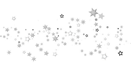 A digital illustration of many silver stars on a black background.