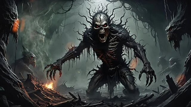 skull demon in mystical forest