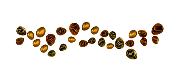 Easter horizontal border with gold eggs