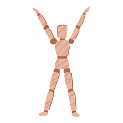 en wood man model cartoon. detail unique, realistic pose, material skill en wood man model sign. isolated symbol vector illustration