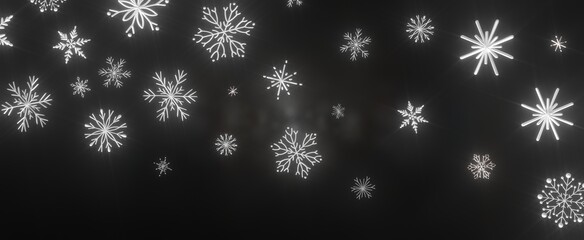 Whirling Snowstorm: Astonishing 3D Illustration Depicting Descending Festive Snowflakes