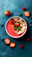 A vibrant smoothie bowl with granola and fresh fruit, perfect for health and wellness brands.


