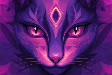 Fototapeta premium Mystic Feline Gaze: A Digital Artwork