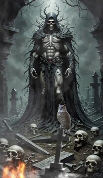 halloween witch on a cemetery